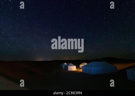 Sahara desert stargazing at night