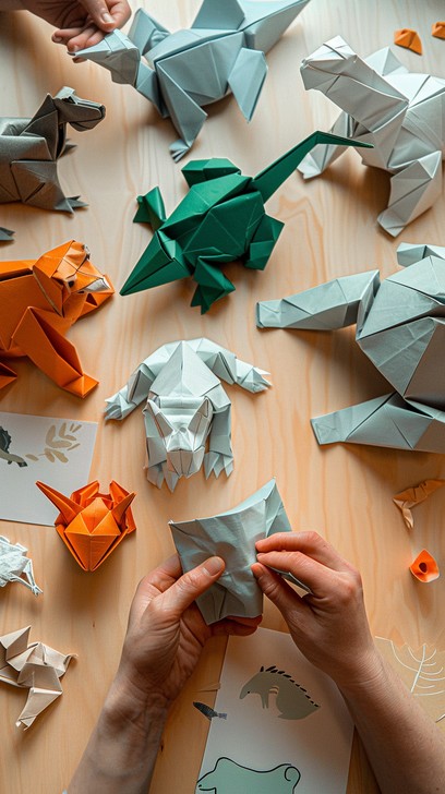 Overhead shot showing the top edge of the folded paper being trimmed to create a sharp point, a critical step for ensuring a symmetrical snowflake shape.