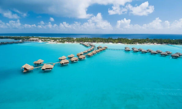 Aerial view of The Four Seasons Bora Bora Resort