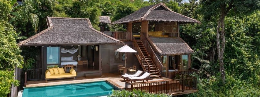 Six Senses Yao Noi villa integrated into the limestone cliffs of Yao Noi