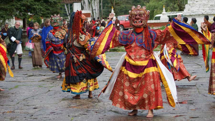 Bhutanese family in traditional dress