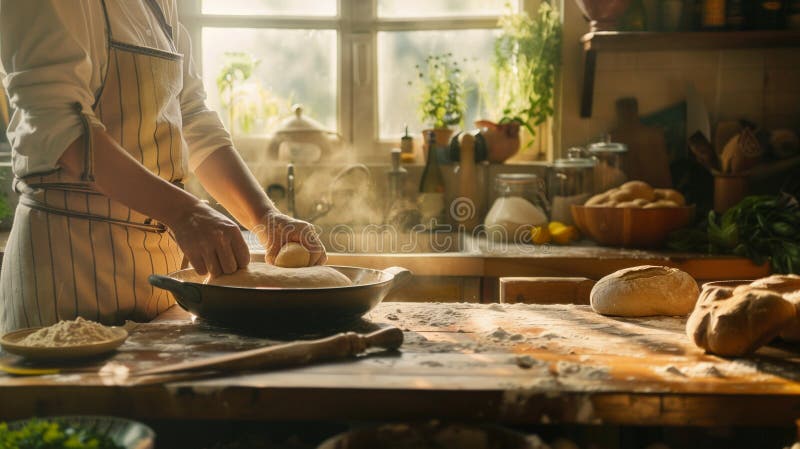 The crumble topping being prepared by cutting cold butter into flour and oats, creating a crumbly texture.