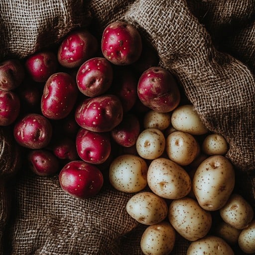 Potatoes and burlap