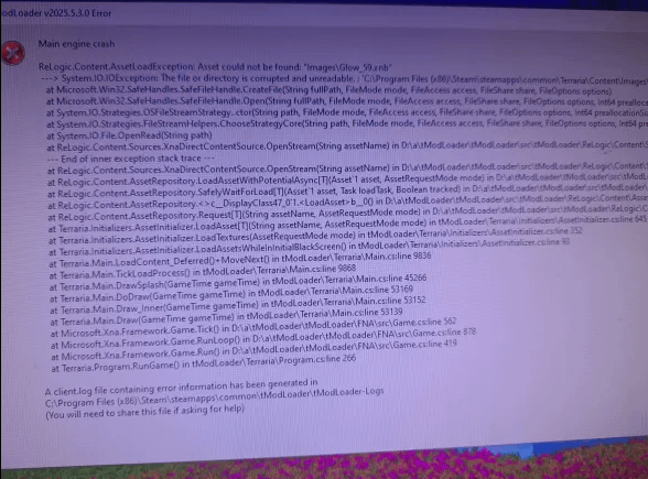 A screenshot of a battle against Supreme Calamitas from the Calamity mod, showcasing its complex attack patterns and otherworldly appearance.