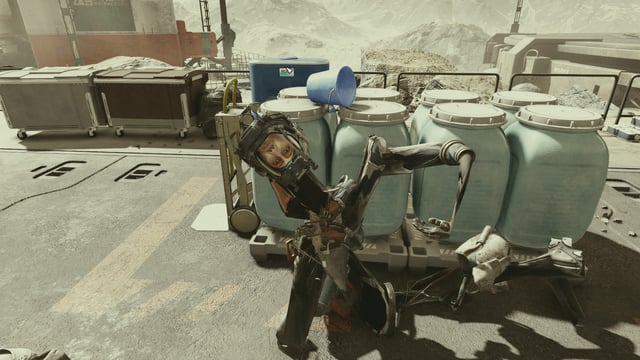 A screenshot of an interaction with a Ryujin Industries NPC, highlighting the corporate aesthetic and dialogue options.