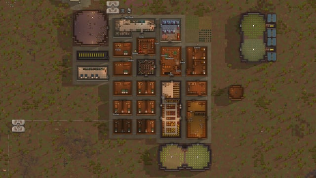 A series of three screenshots showcasing new locations added by Stardew Valley Expanded: Grampleton Fields with lush green grass, the Crimson Badlands with a harsh desert-like environment, and the SVE town of Riverside with unique buildings and NPCs bustling with activity, displayed from a cinematic camera angle.