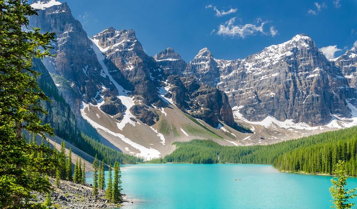 Heli-hiking in the Canadian Rockies with snow-capped peaks in the background