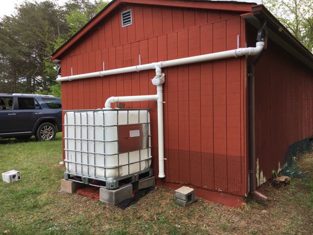 IBC Tote on Cinder Blocks