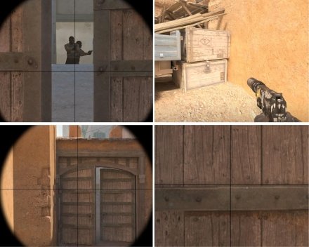 A diagram showing the new wallbang spot from pit to A site in Dust II, illustrating the angles and potential impact.