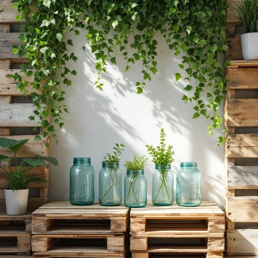 A sustainable garden display, showcasing various vegetables and plants.