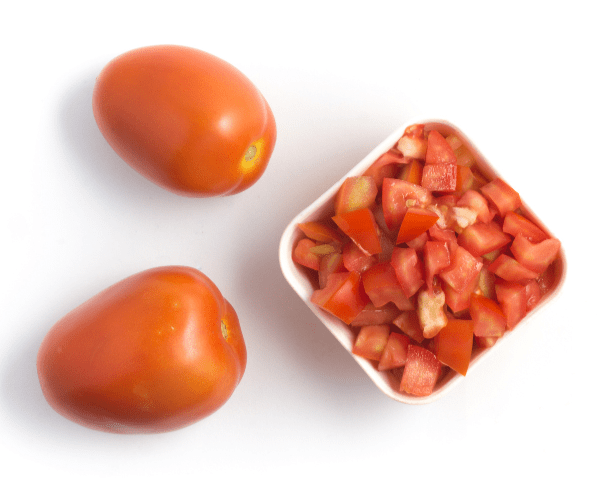 Diced tomatoes ready for preservation