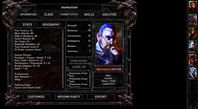 A screenshot of the Zhentarim ambush, highlighting the environment and the positioning of the enemies relative to Jaheira and the player.