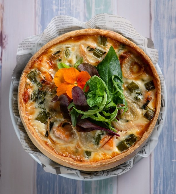 Spring's Bounty: Smoked Salmon Quiche with Wild...