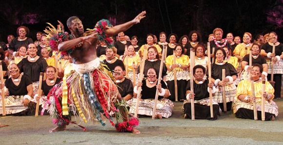 Fijian dancers performing the Meke