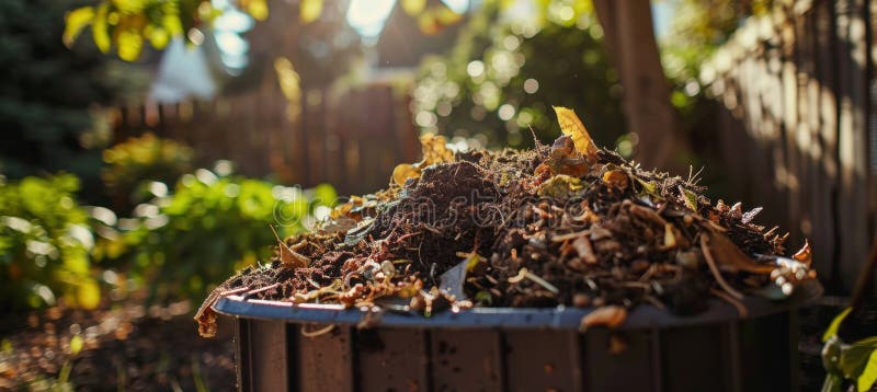 Visually appealing photos of autumn leaves, kitchen scraps, and finished compost.