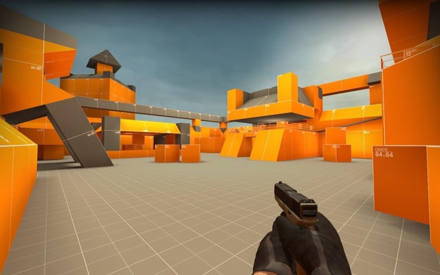 Counter-Strike: Source custom surf map screenshot circa 2006. High quality textures, colorful lighting, advanced level geometry and physics.