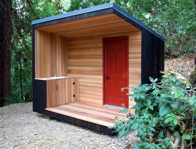 An outhouse.