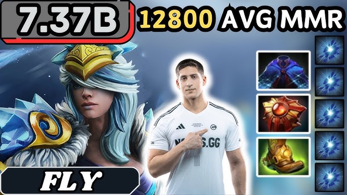 A Dota 2 screen showcasing the Void Spirit Arcana and Crystal Maiden Persona, surrounded by visual effects that suggest they grant a competitive advantage. The Battle Pass interface is prominently displayed in the background.