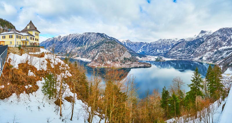 Hallstatt with snow dusted rooftops