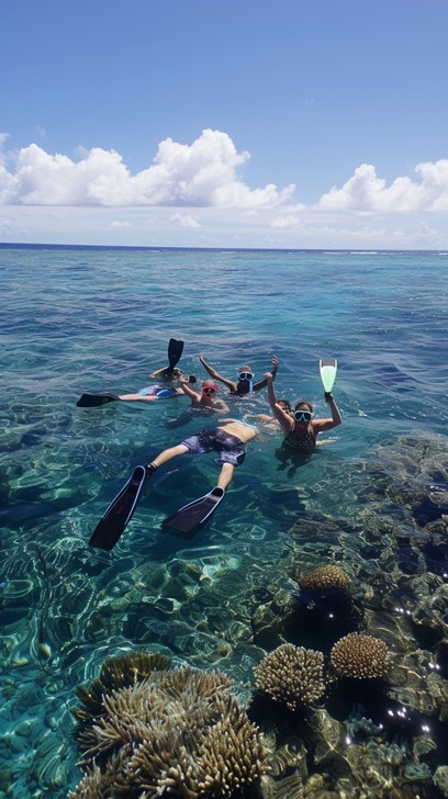Colorful coral reef teeming with marine life