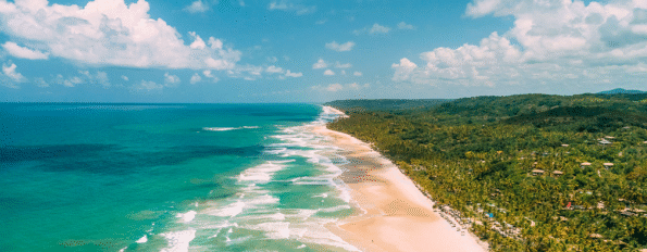 Beach scene and ocean water