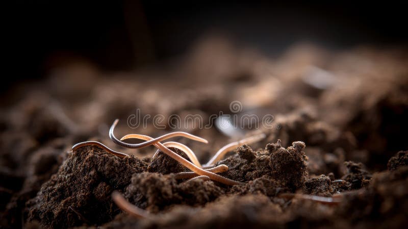 red wiggler worms in vermicompost bin scraps
