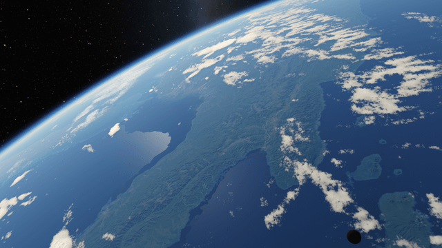 Screenshot of a Kerbal Space Program showing the default Kerbin (before RSS is installed).