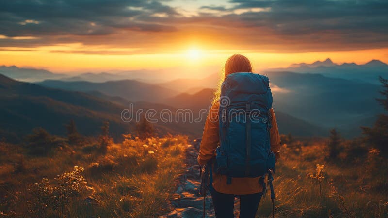 A lone hiker pausing in a forest, eyes closed, a serene smile on their face, surrounded by sunlight filtering through the trees.