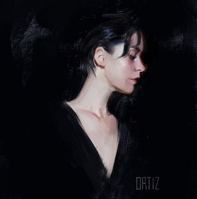 A stunning portrait painting by Karla Ortiz, highlighting her ability to capture nuanced expressions and emotions.