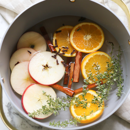 Fall Potpourri in a rustic bowl, showcasing dried flowers, leaves, and spices