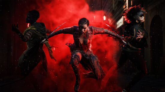 An individual wearing a VR headset, experiencing a game with a surprised expression