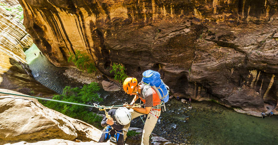 Rappelling into Zion Canyon