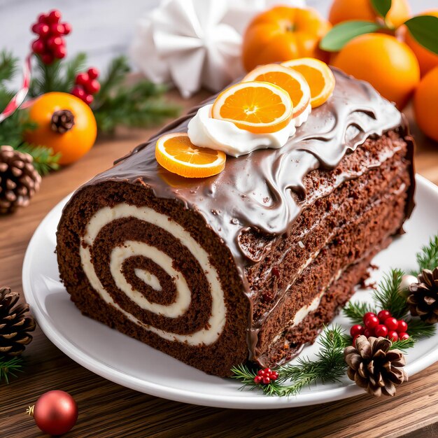 Pinecones and dried oranges being added to the Yule log