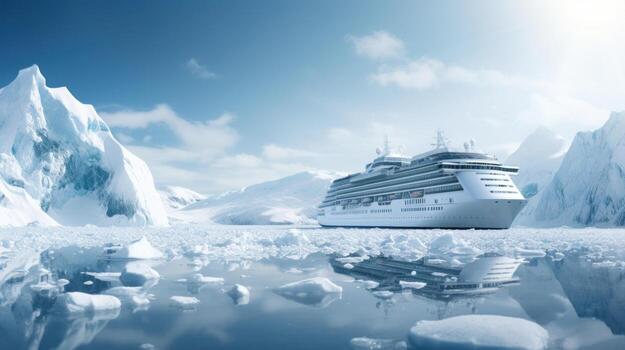 Towering icebergs in Antarctica