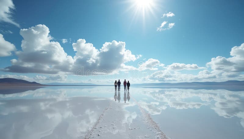People taking photos on Salar de Uyuni