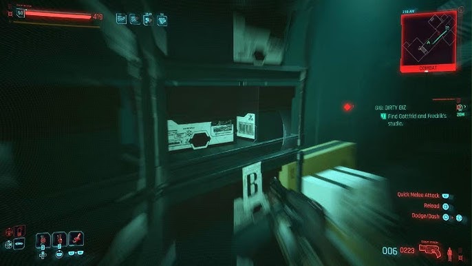 A gameplay screenshot showing V utilizing the updated cyberware system in combat, highlighting the visual effects of a new cyberware ability (e.g., Sandevistan or Berserk)