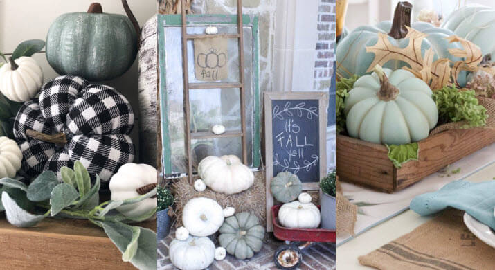 A fall-themed entryway with a wreath, pumpkins, and a basket of autumn foliage. This image demonstrates how to create a welcoming fall entryway with natural elements.