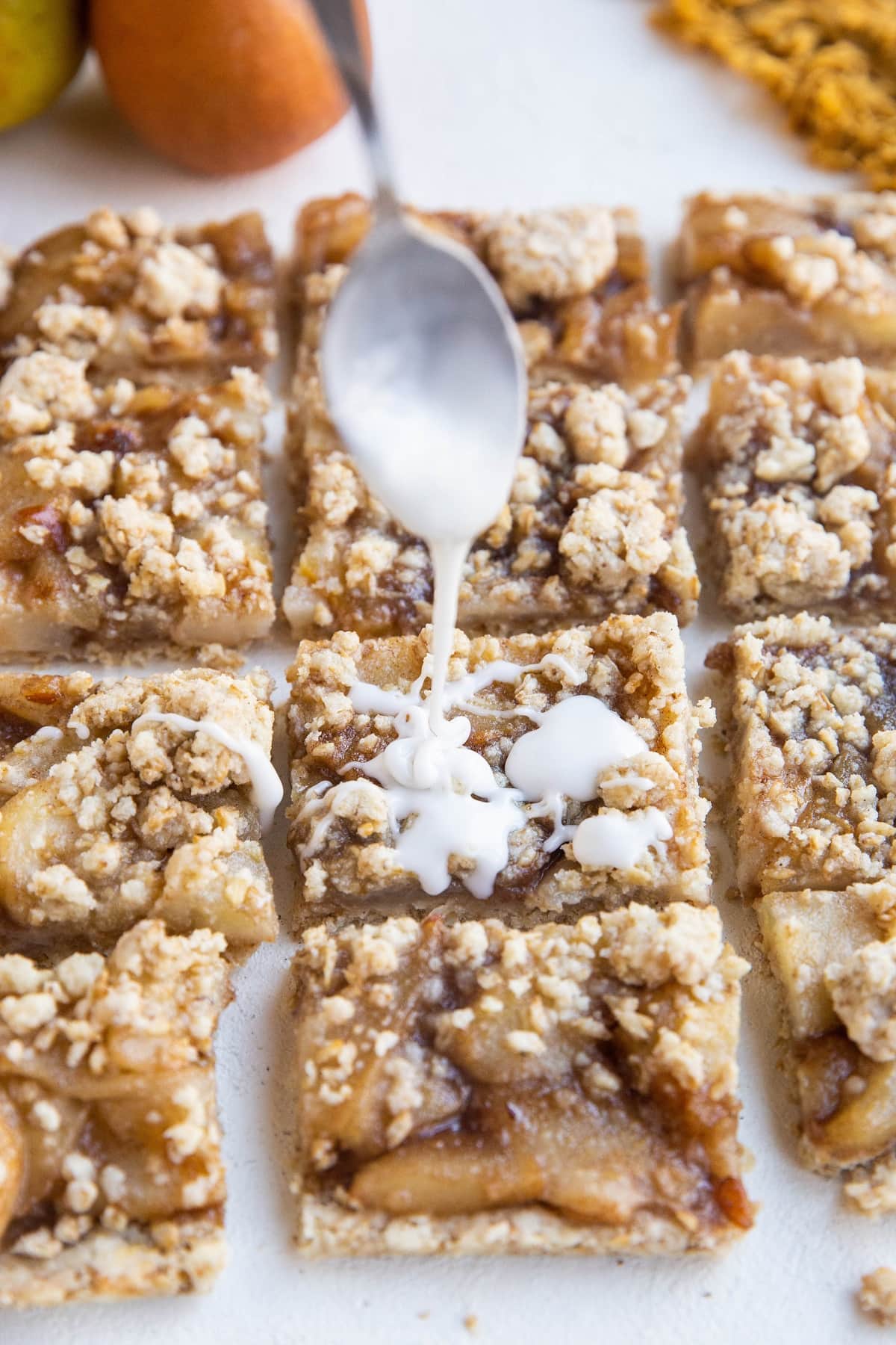 slice crumble bar hands reach