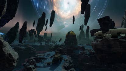 An image of a diverse landscape within Nightingale, showcasing different biomes seamlessly blended together, emphasizing the visual variety possible within the game. The scene includes forests, mountains, and water bodies, all bathed in soft, natural lighting to enhance the immersive experience.