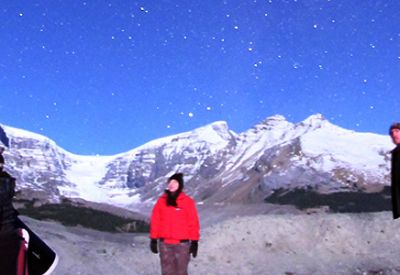 Planetarium and stargazing dome with winter landscape