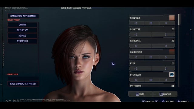 A close up of a character's cybernetic eye.