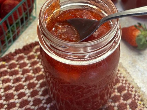 Jars of strawberry jam
