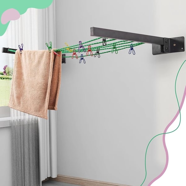 A clothesline area styled with flowers and natural elements.