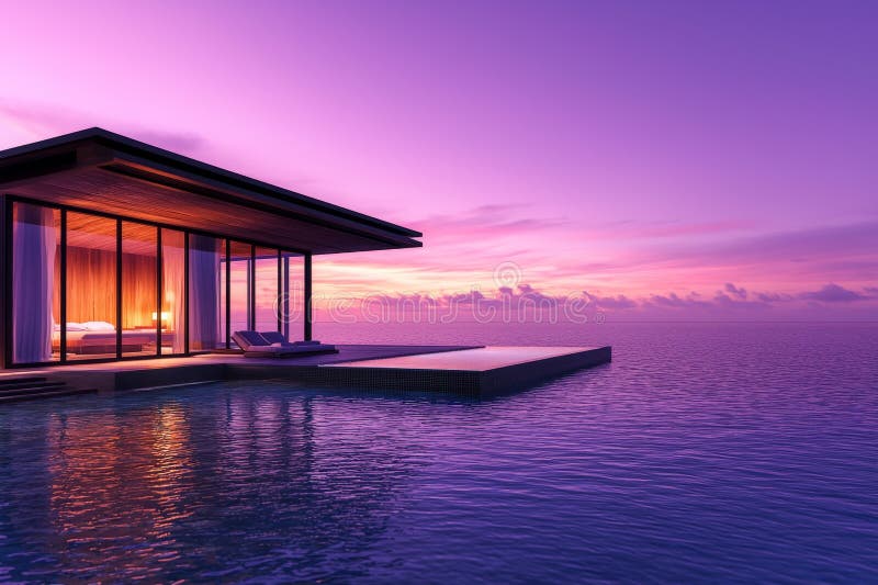 Drone shot of overwater bungalows at sunset with Mount Otemanu in the background.