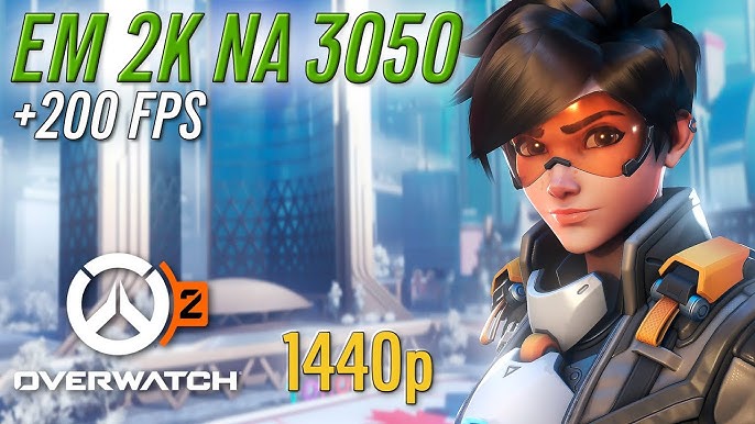 A flat-lay image showcasing all core components neatly arranged, emphasizing the motherboard, CPU, GPU, RAM, and SSD. Include a small Overwatch 2 logo or artwork subtly in the background.