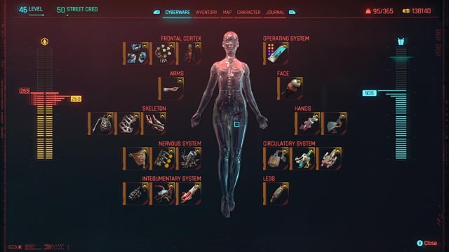 Before and After Screenshot of the Cyberware System