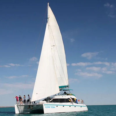 A small yacht in the mediterranean sea