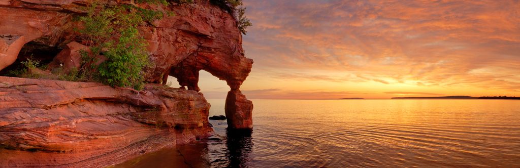Sunset over the Apostle Islands from Meyers Beach