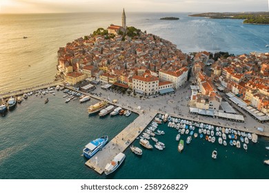 Aerial view of Rovinj old town