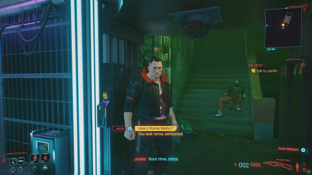 V contemplating the decision of what to do with Jackie's body after the Heist.